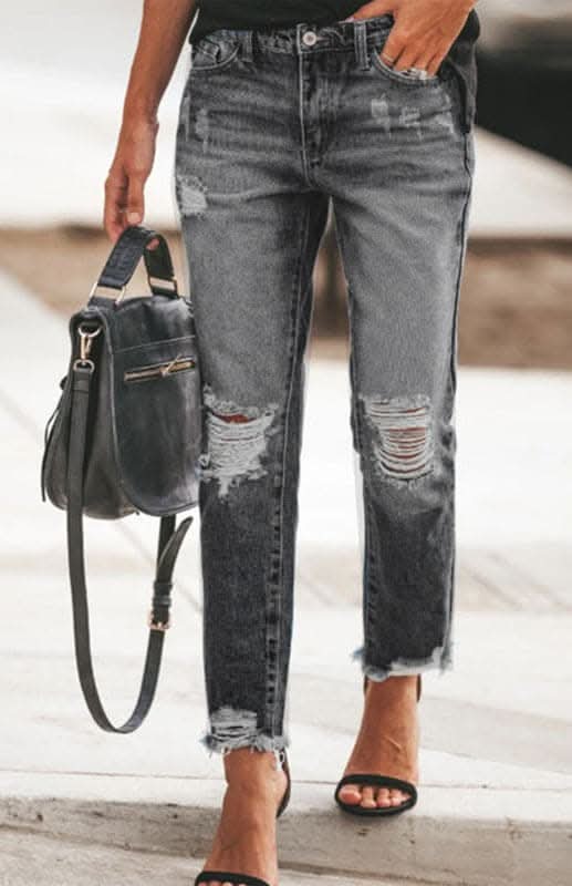 Chic women's ripped jeans in stylish design - Love Salve 