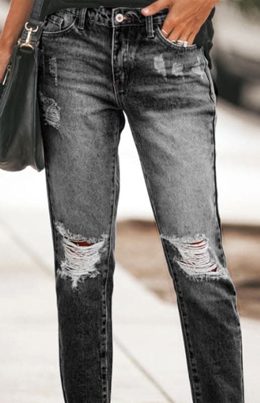 Chic women's ripped jeans in stylish design - Love Salve 