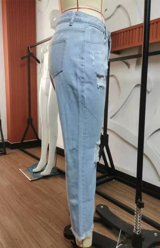 Chic women's ripped jeans in stylish design - Love Salve 