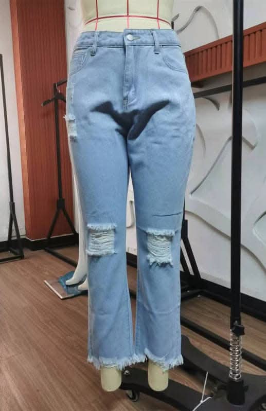 Chic women's ripped jeans in stylish design - Love Salve 