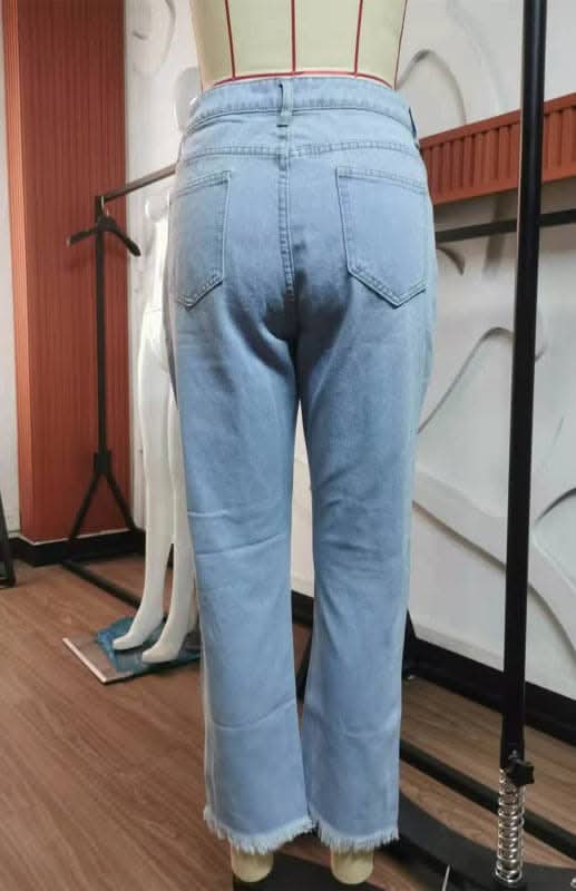 Chic women's ripped jeans in stylish design - Love Salve 