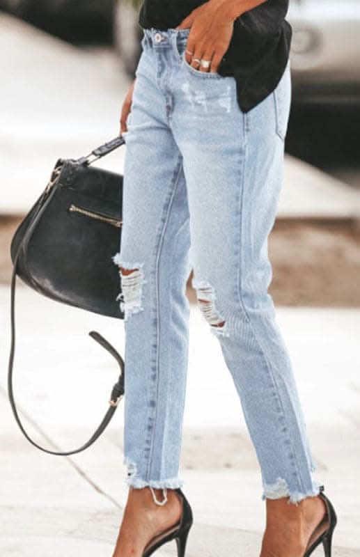 Chic women's ripped jeans in stylish design - Love Salve 