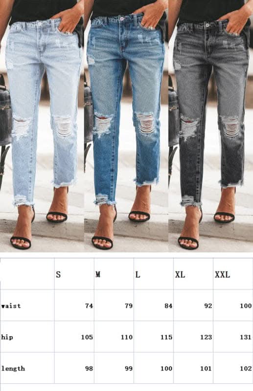 Chic women's ripped jeans in stylish design - Love Salve 