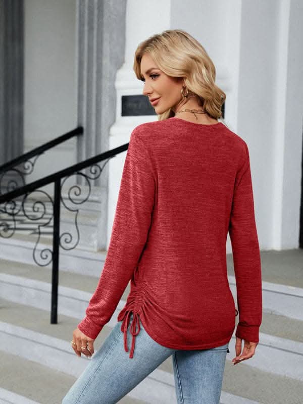 V-neck smocked long sleeve top - Love Salve 