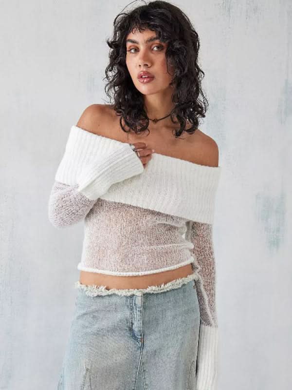 Women's Solid Knit Polyester Sweater with Slight Elasticity - Love Salve 