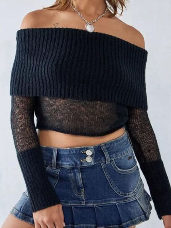 Women's Solid Knit Polyester Sweater with Slight Elasticity - Love Salve 