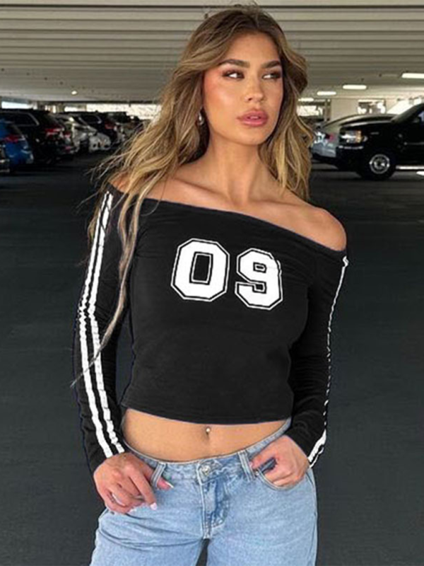 Chic one-shoulder striped t-shirt - Love Salve 