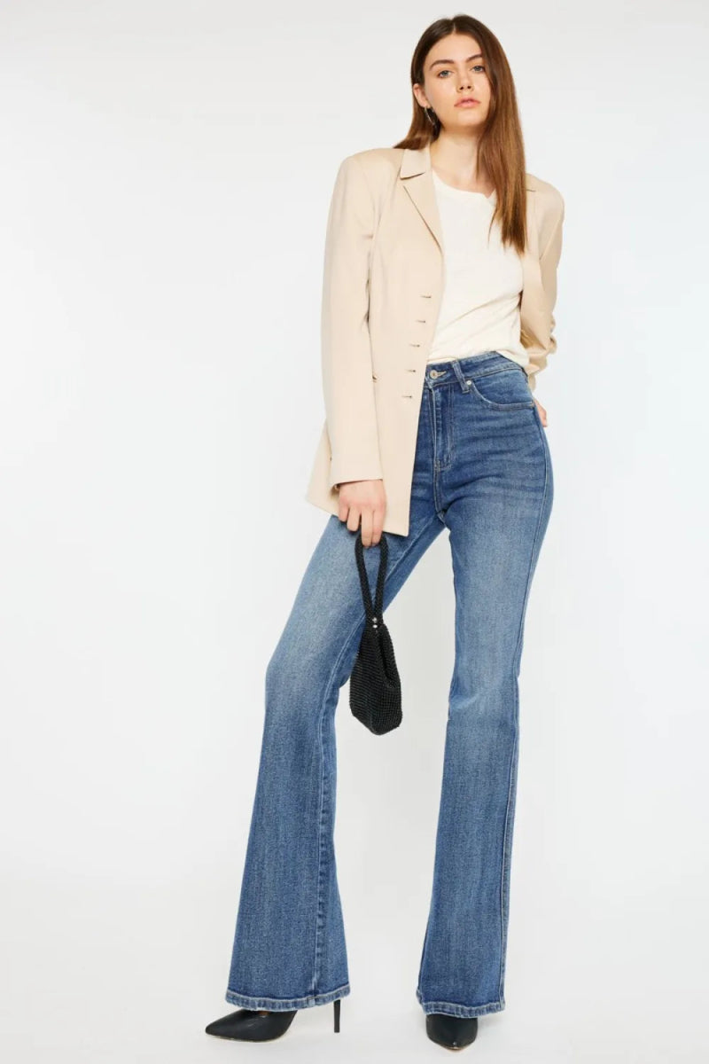 Kancan Cat's Whiskers High Waist Flare Jeans for Women - Love Salve 
