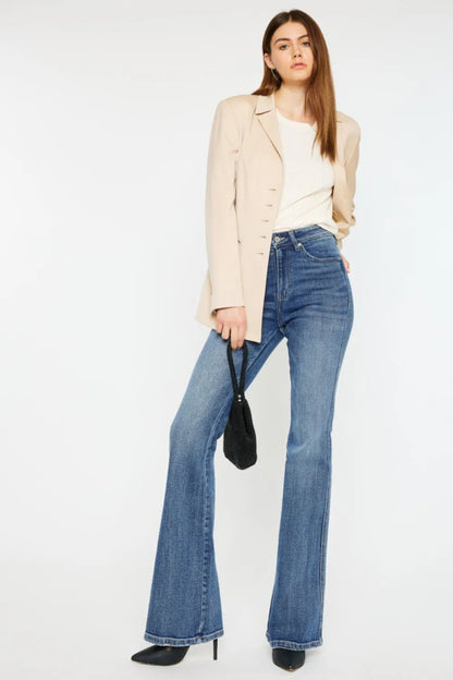 Kancan Cat's Whiskers High Waist Flare Jeans for Women - Love Salve 