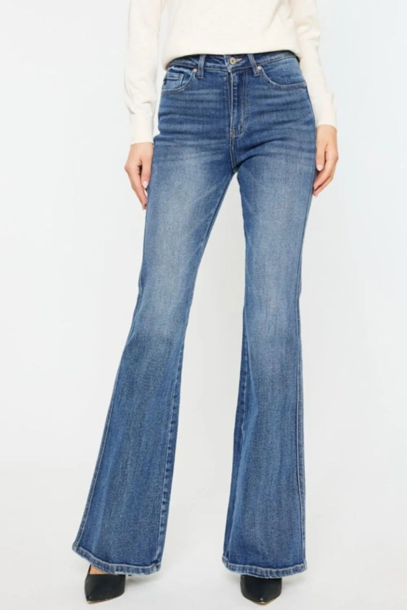 Kancan Cat's Whiskers High Waist Flare Jeans for Women - Love Salve