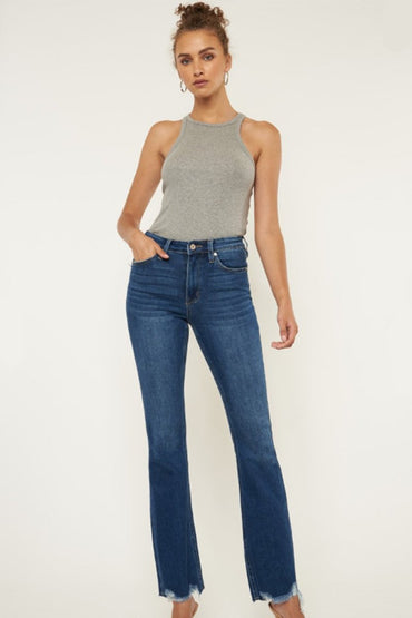 Kancan Cat's Whiskers Raw Hem Flare Jeans for Women - Love Salve 