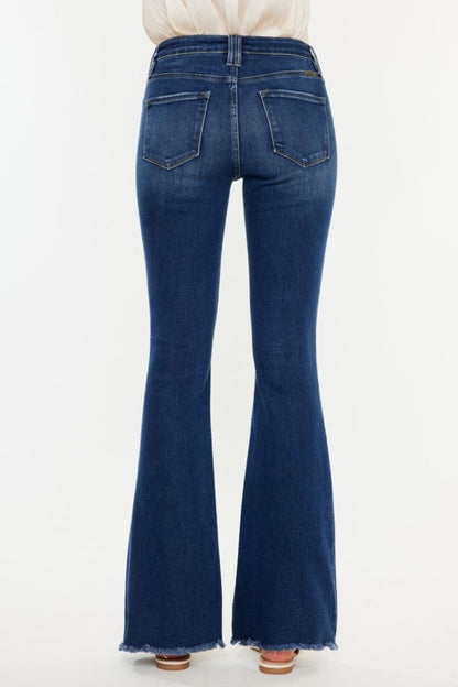 Kancan Cat's Whiskers Raw Hem Flare Jeans for Women - Love Salve 