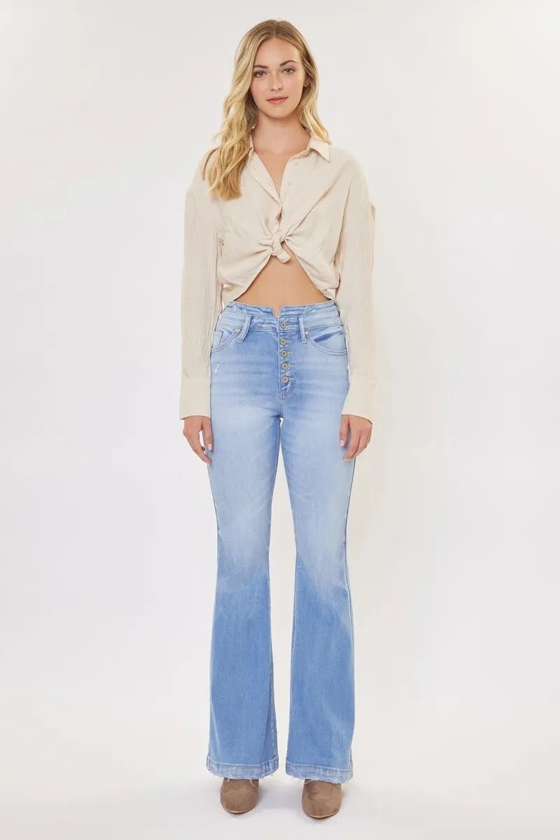 Kancan Curvy High Rise Flare Jeans for Trendy Style - Love Salve 