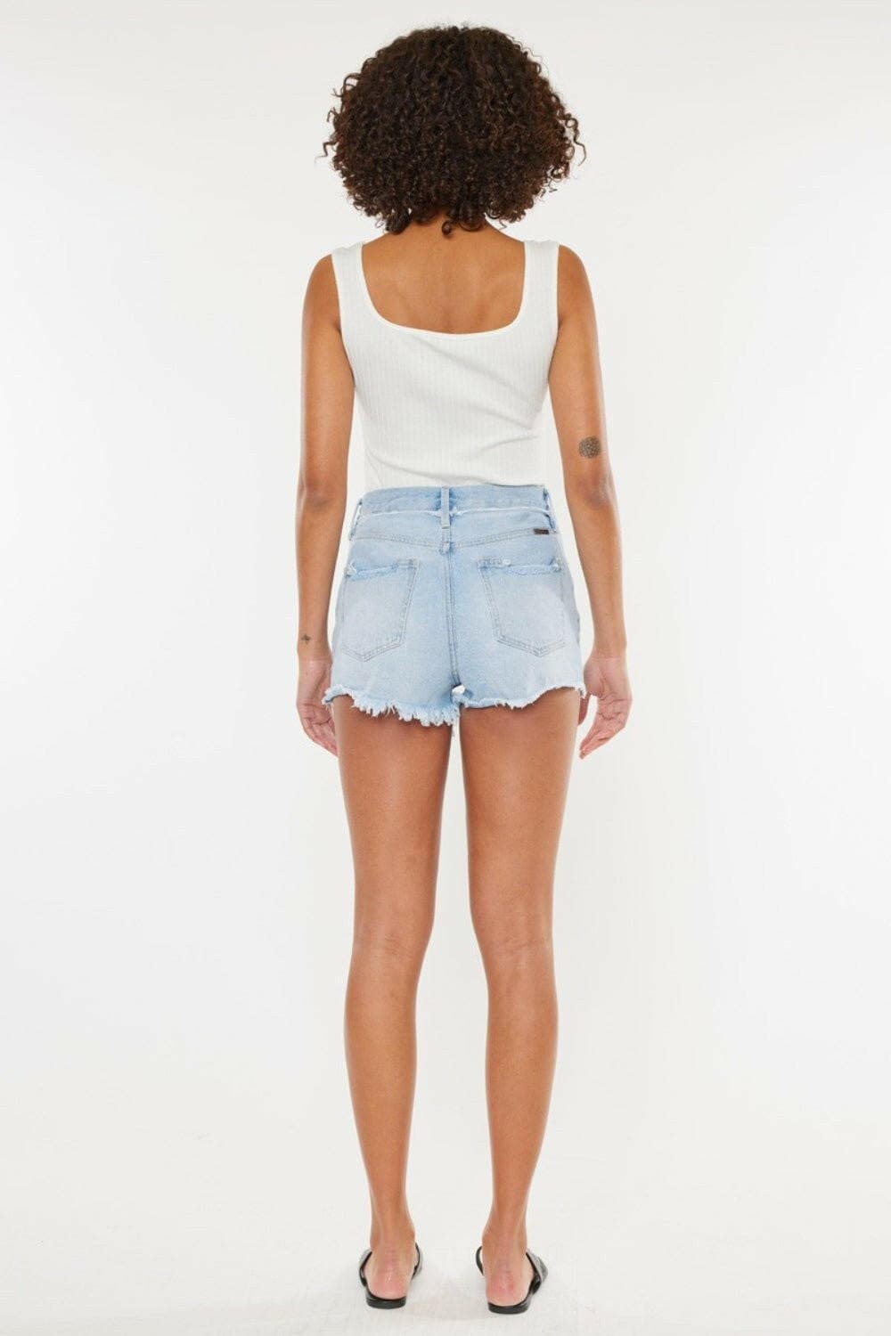 Kancan Distressed Button Fly Denim Shorts - Love Salve