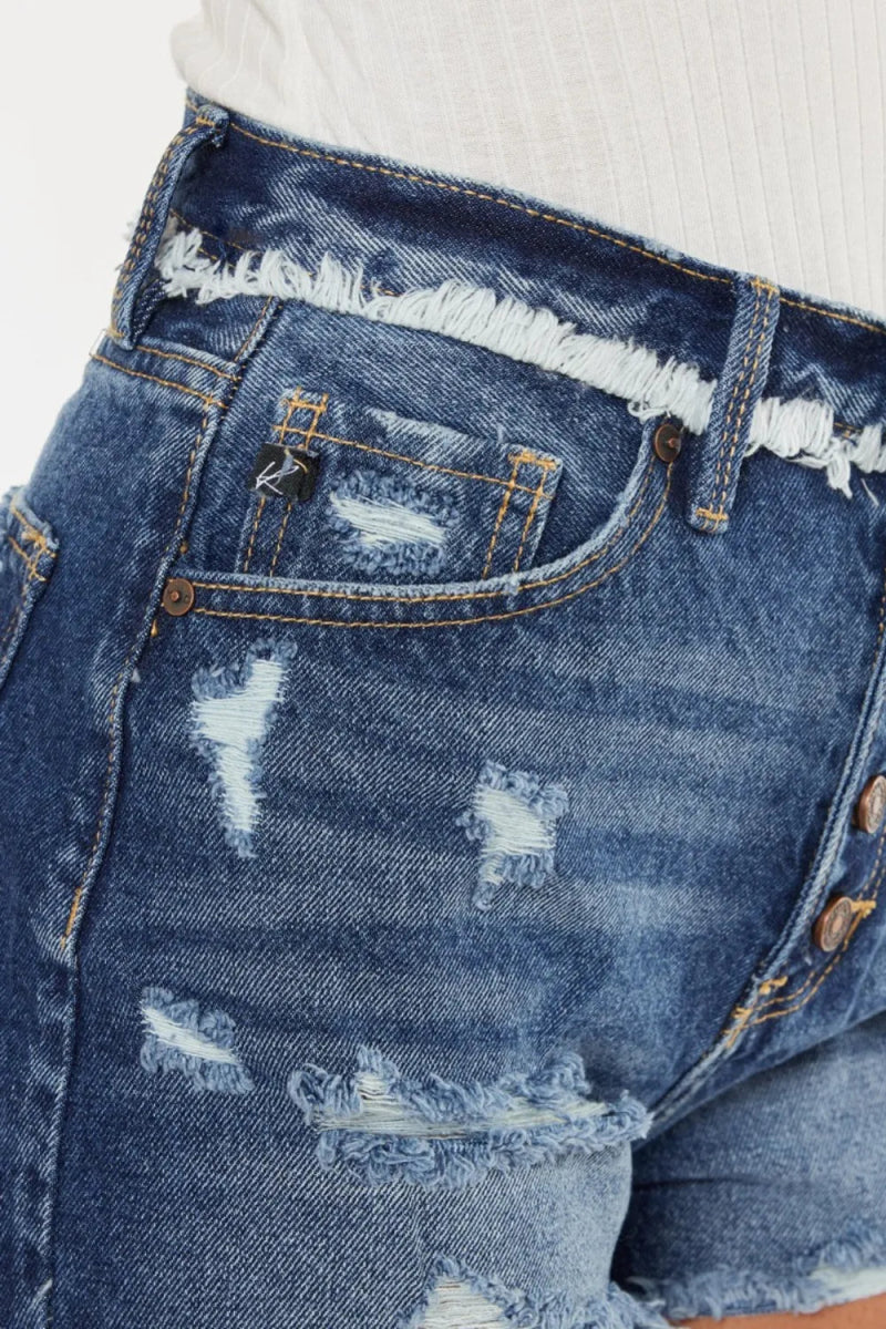 Kancan Distressed Button Fly Denim Shorts for Summer Style - Love Salve 