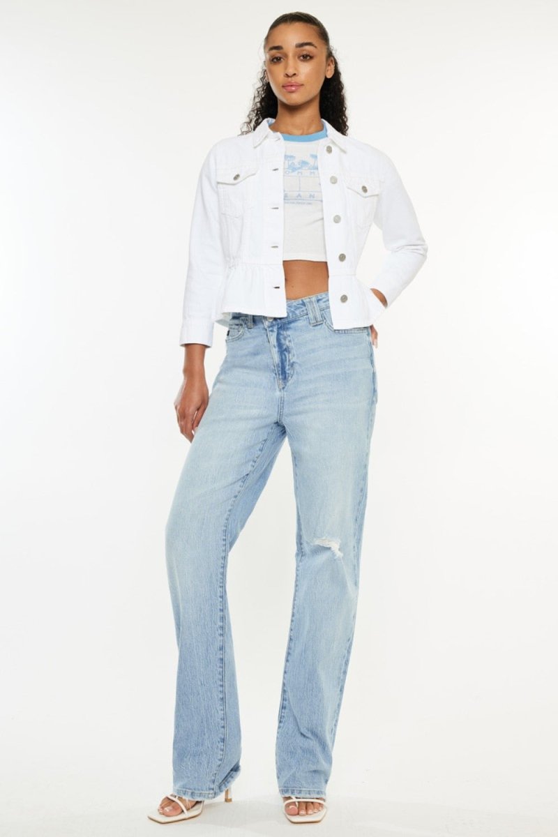 Kancan Distressed High Waist Straight Jeans for Women - Love Salve 