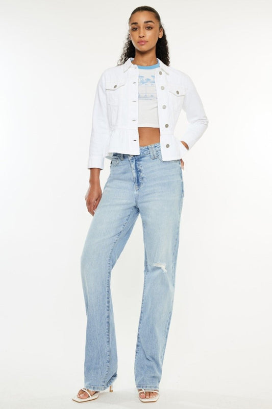 Kancan Distressed High Waist Straight Jeans for Women - Love Salve 