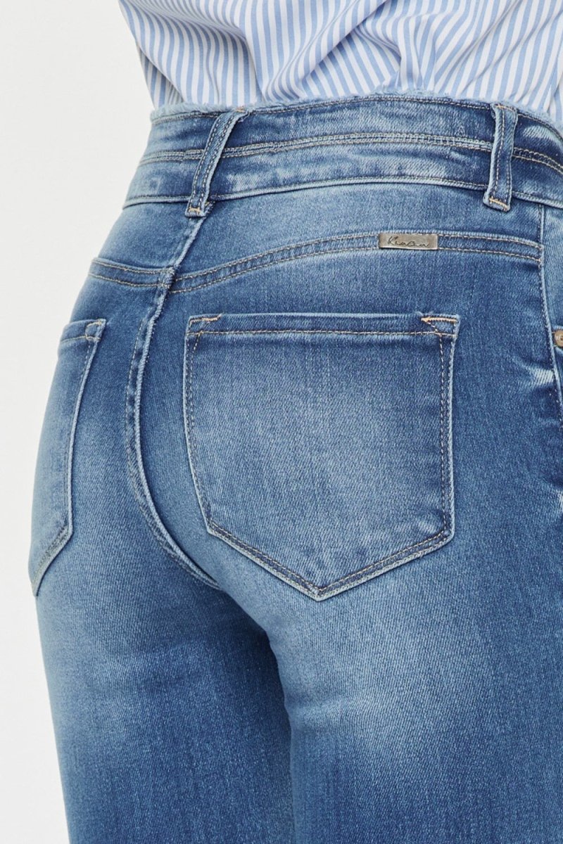 Kancan Distressed Raw Hem High Waist Jeans for Women - Love Salve