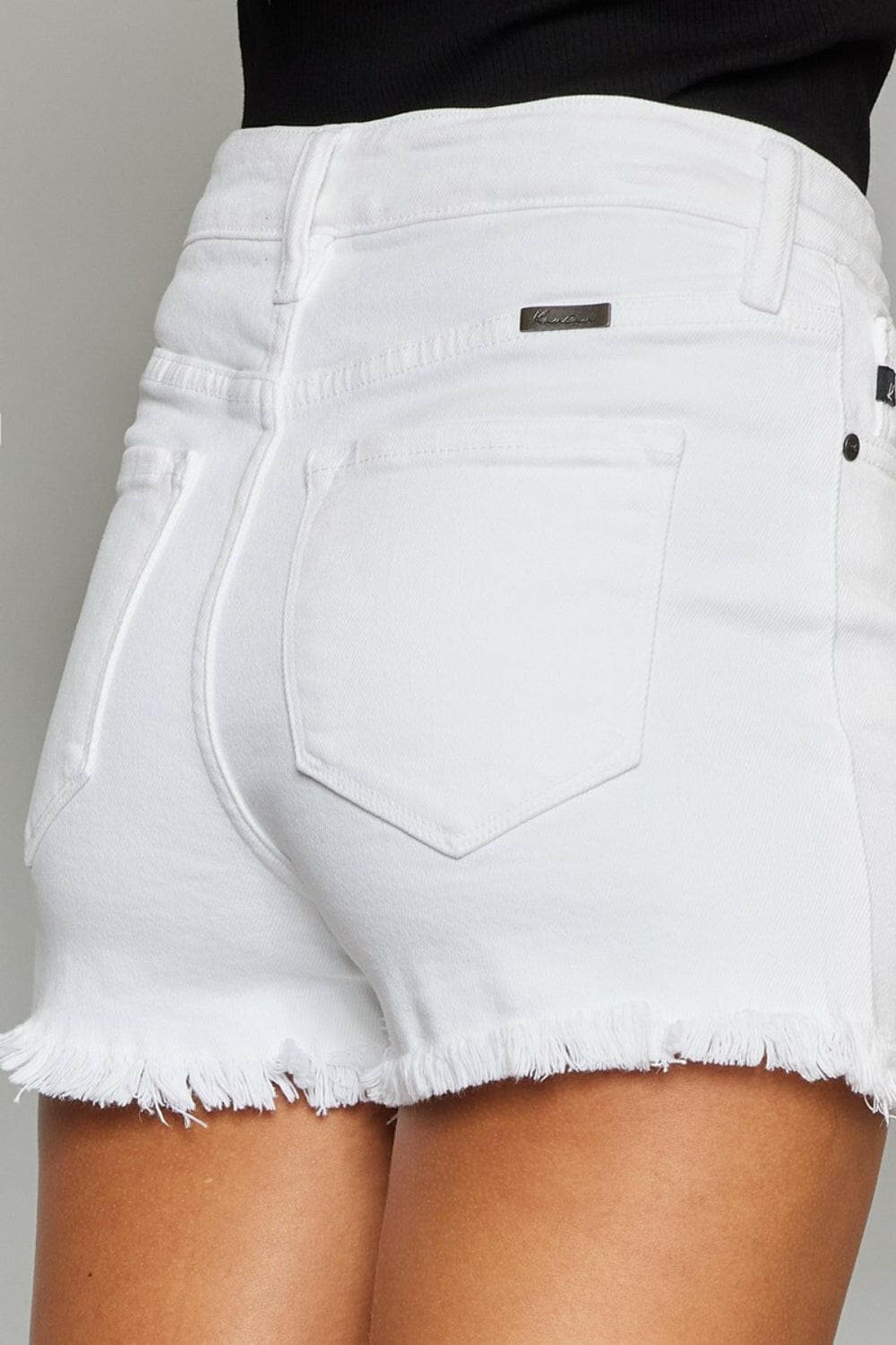 Kancan Full Size High Rise Frayed Hem Denim Shorts - Love Salve