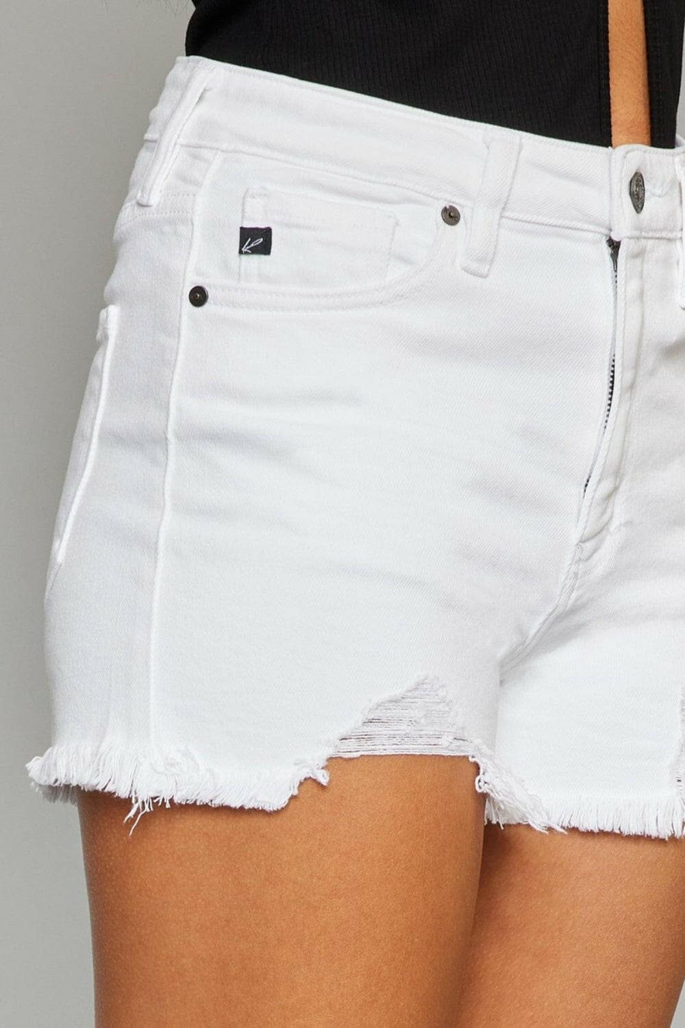 Kancan Full Size High Rise Frayed Hem Denim Shorts - Love Salve