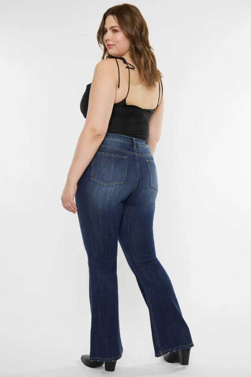 Kancan Full Size Mid Rise Slim Flare Jeans for Women - Love Salve 