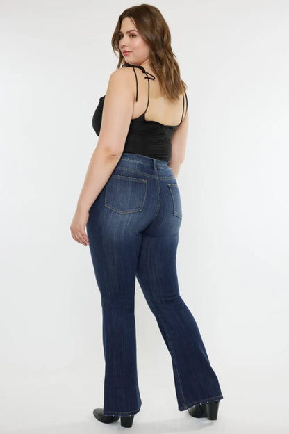 Kancan Full Size Mid Rise Slim Flare Jeans for Women - Love Salve 