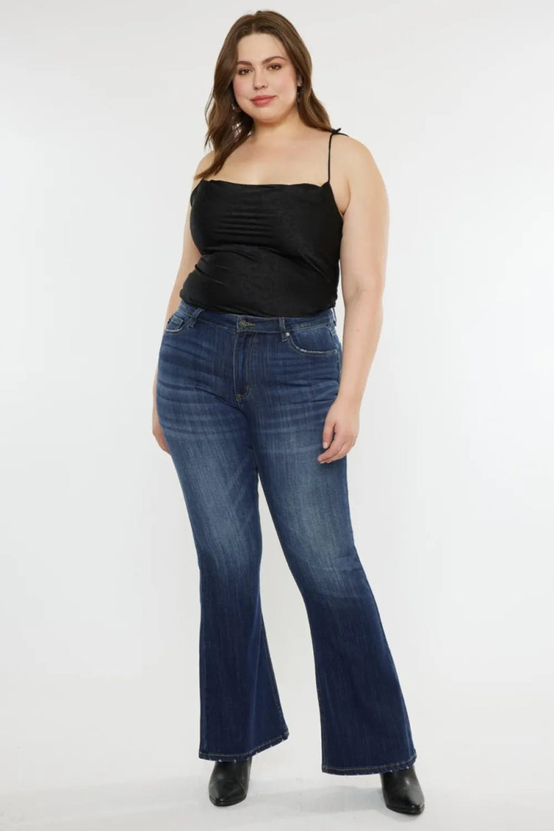Kancan Full Size Mid Rise Slim Flare Jeans for Women - Love Salve
