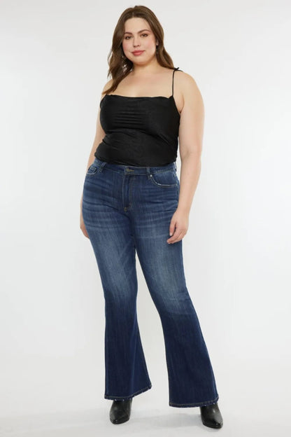 Kancan Full Size Mid Rise Slim Flare Jeans for Women - Love Salve 