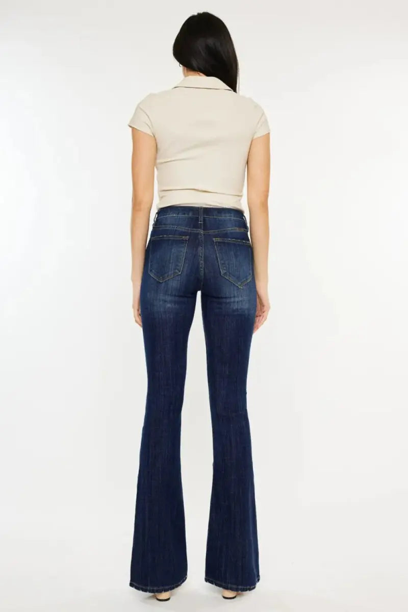 Kancan Full Size Mid Rise Slim Flare Jeans for Women - Love Salve 
