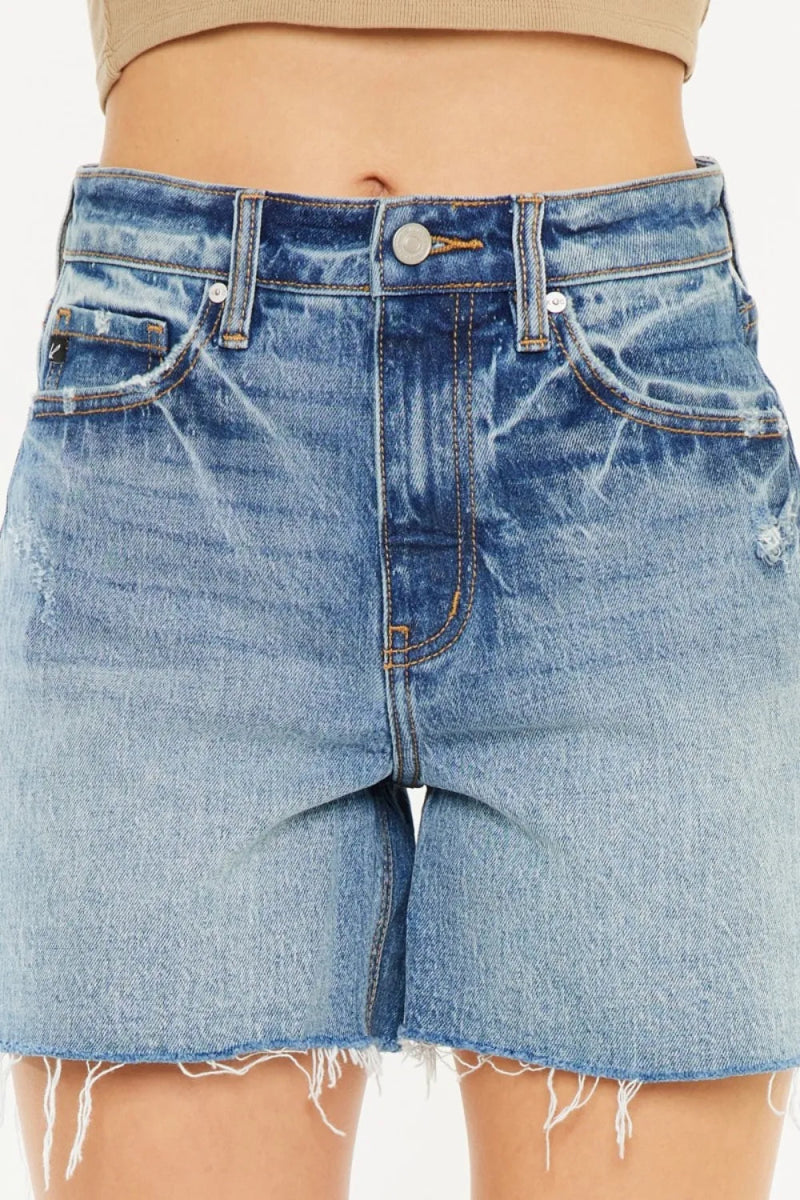 Kancan Full Size Raw Hem High Waist Denim Shorts for Women - Love Salve