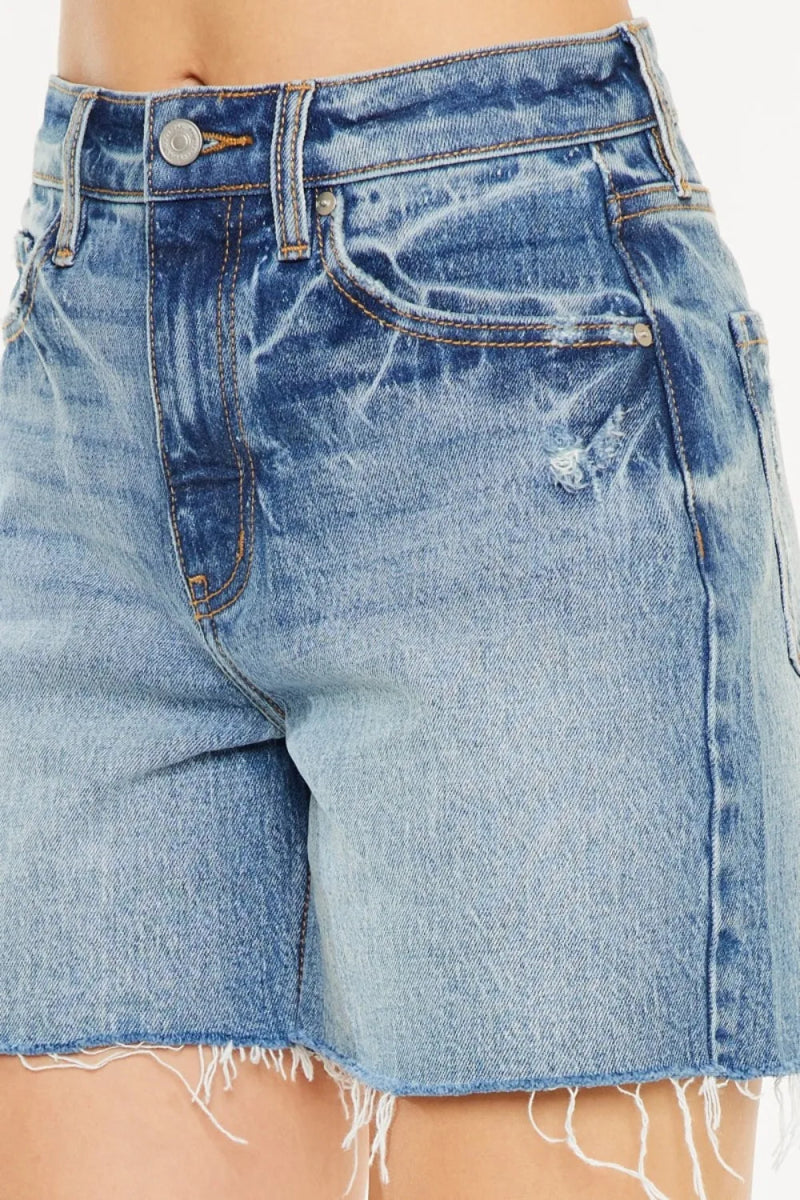 Kancan Full Size Raw Hem High Waist Denim Shorts for Women - Love Salve
