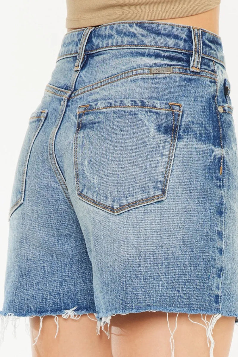 Kancan Full Size Raw Hem High Waist Denim Shorts for Women - Love Salve