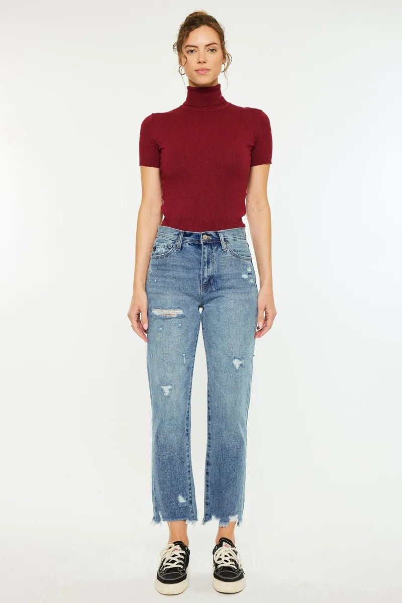 Kancan High Rise Classic Slim Straight Jeans for Women - Love Salve