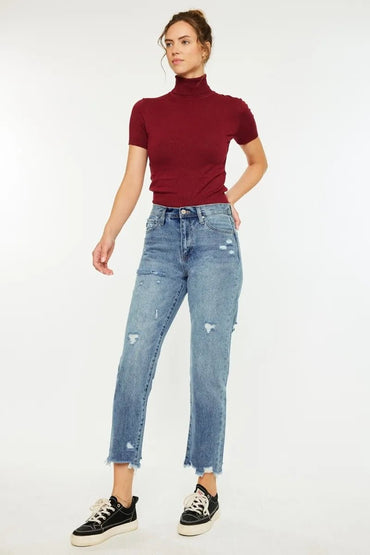 Kancan High Rise Classic Slim Straight Jeans for Women - Love Salve