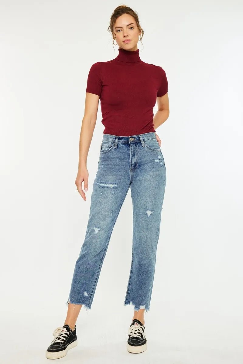 Kancan High Rise Classic Slim Straight Jeans for Women - Love Salve