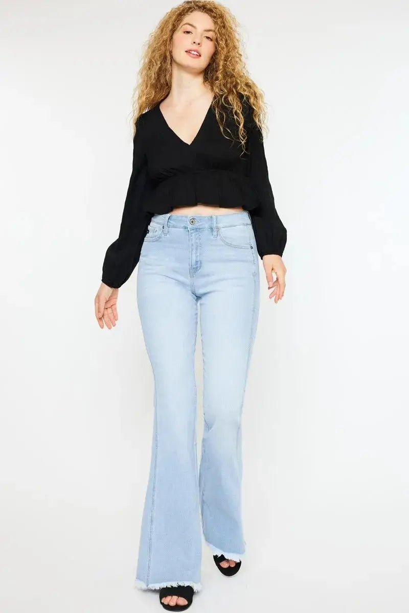 Kancan High Rise Curvy Flare Jeans for Chic Style - Love Salve 