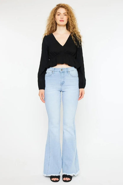 Kancan High Rise Curvy Flare Jeans for Chic Style - Love Salve 