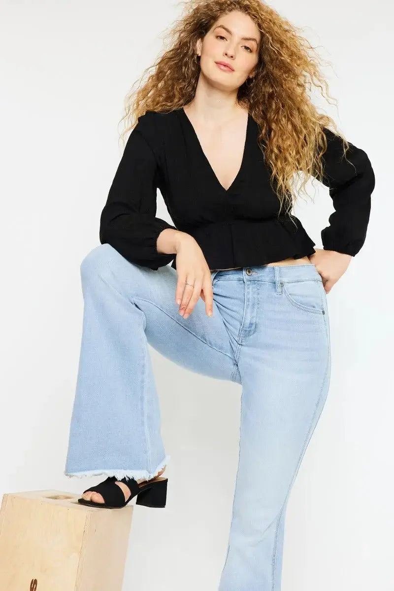Kancan High Rise Curvy Flare Jeans for Chic Style - Love Salve 