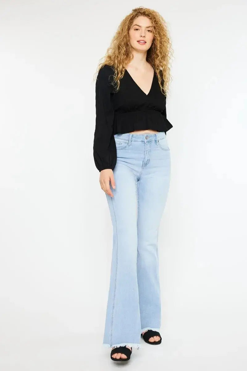 Kancan High Rise Curvy Flare Jeans for Chic Style - Love Salve 