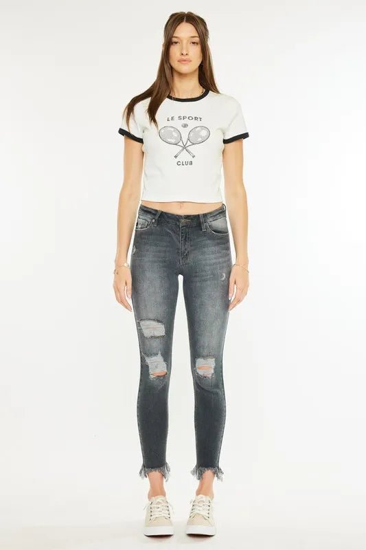 Kancan High Rise Distressed Ankle Skinny Jeans for Women - Love Salve 