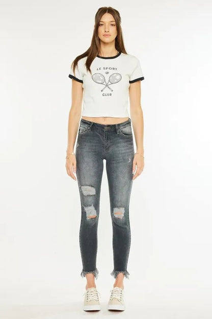 Kancan High Rise Distressed Ankle Skinny Jeans for Women - Love Salve 
