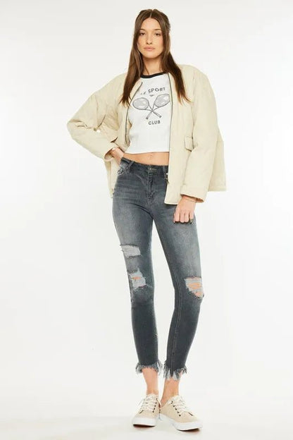 Kancan High Rise Distressed Ankle Skinny Jeans for Women - Love Salve 