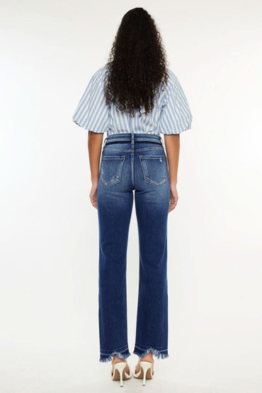 Kancan High Rise Distressed Slim Straight Jeans - Love Salve 