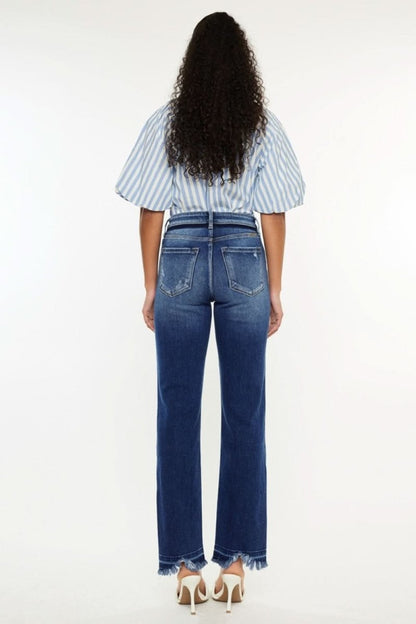 Kancan High Rise Distressed Slim Straight Jeans - Love Salve 
