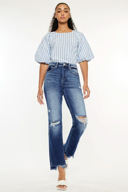 Kancan High Rise Distressed Slim Straight Jeans - Love Salve 