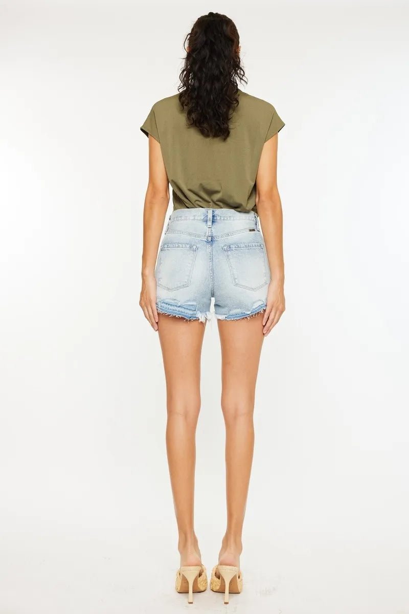 Kancan High Rise Raw Hem Denim Shorts for Women - Love Salve 