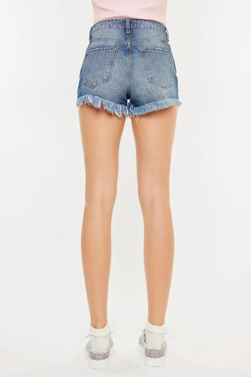Kancan High Rise Raw Hem Denim Shorts for Women Stylish - Love Salve 