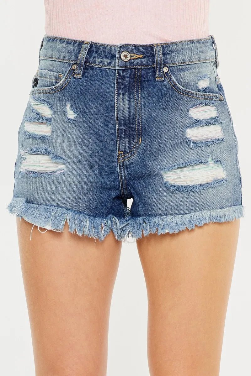 Kancan High Rise Raw Hem Denim Shorts for Women Stylish - Love Salve 