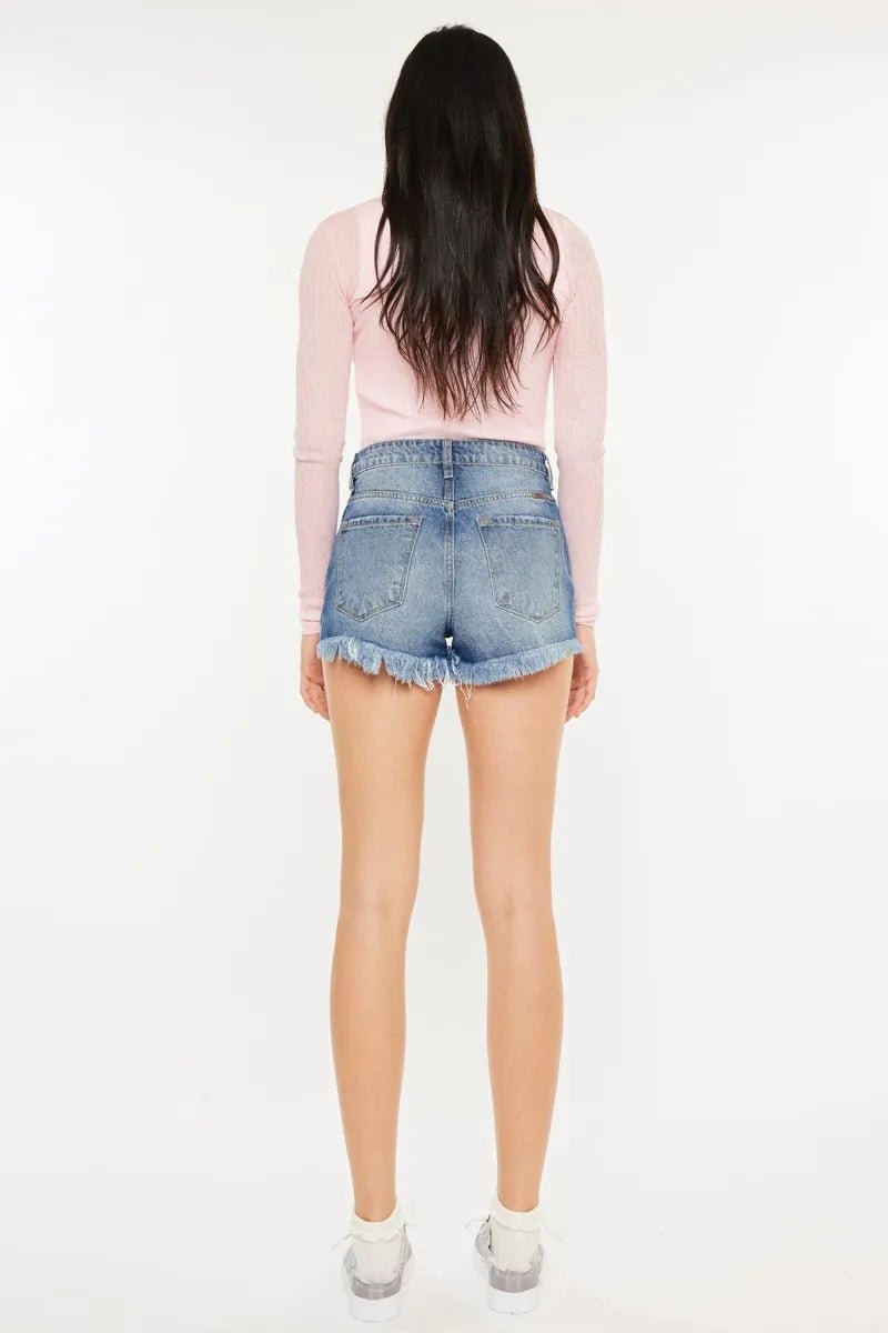 Kancan High Rise Raw Hem Denim Shorts for Women Stylish - Love Salve 
