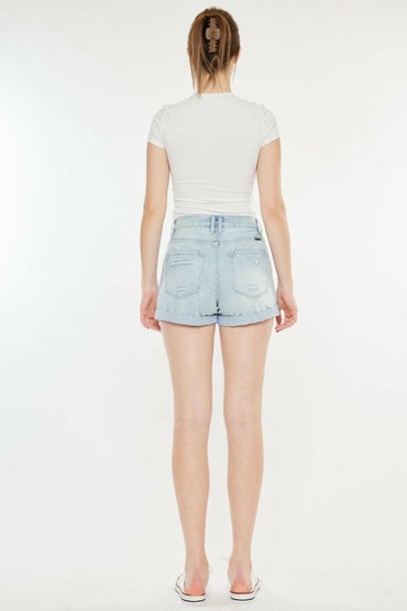 Kancan High Rise Repaired Mom Denim Shorts - Love Salve